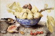 Giovanna Garzoni Chinese Cup with Figs,Cherries and Goldfinch France oil painting artist